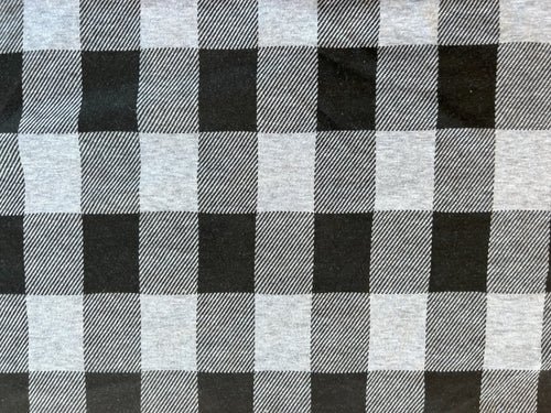 Fabric by the Yard: Grey/Black Buffalo Plaid Jersey