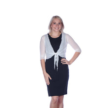 Load image into Gallery viewer, Tie-Front Mesh Shrug - White