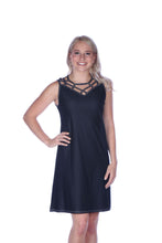 Load image into Gallery viewer, Cage-Front Stretch Denim Dress - Black