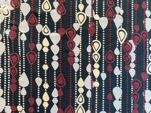 Fabric by the Yard: Maroon/Grey/Black/Cream Droplets Jersey