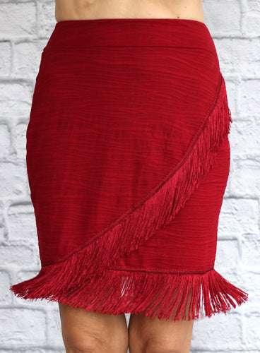 Sassy Fringe Skirt - Cranberry