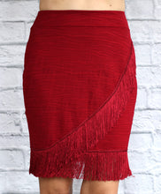 Load image into Gallery viewer, Sassy Fringe Skirt - Cranberry