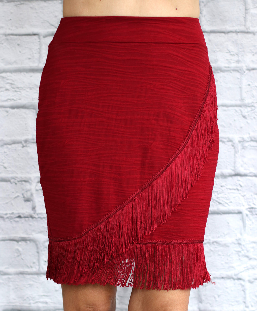 Sassy Fringe Skirt - Cranberry