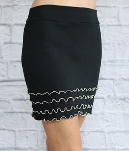 Pencil Skirt - Black with Cream Ruffle