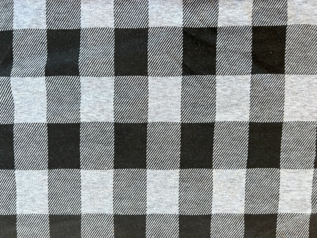 Fabric by the Yard: Grey/Black Buffalo Plaid Jersey