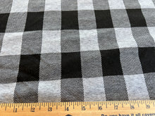 Load image into Gallery viewer, Fabric by the Yard: Grey/Black Buffalo Plaid Jersey