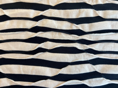 Fabric by the Yard: Black/Cream Wavy Stripe Double Knit