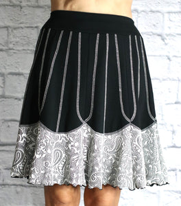 Swing Skirt - Silver Brocade