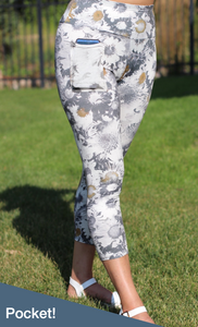 Milky Soft Capri Leggings - Silver Daisy