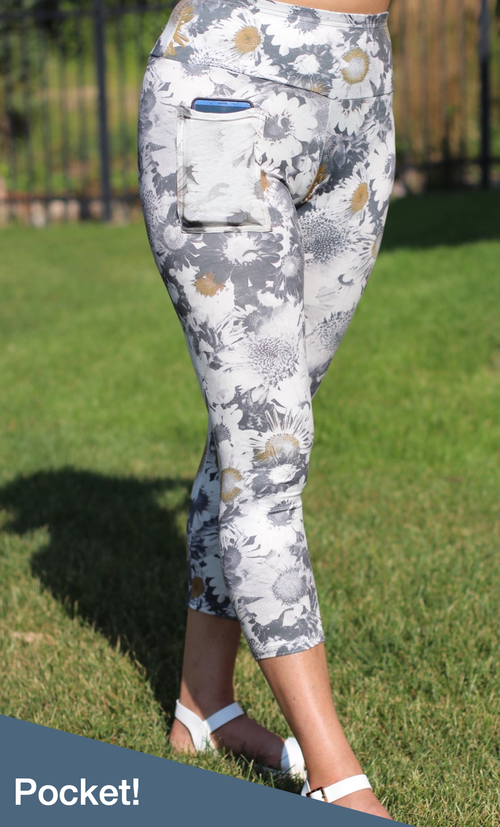 Milky Soft Capri Leggings - Silver Daisy