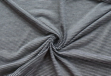 Load image into Gallery viewer, Fabric by the Yard: Black/Grey Thin Stripe Jersey