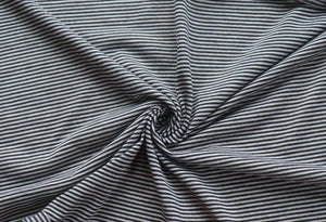 Fabric by the Yard: Black/Grey Thin Stripe Jersey