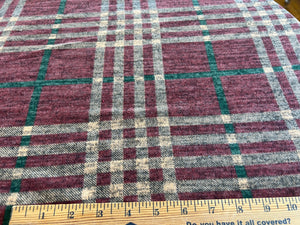 Fabric by the Yard: Maroon Gold Green Plaid-Brushed Jersey