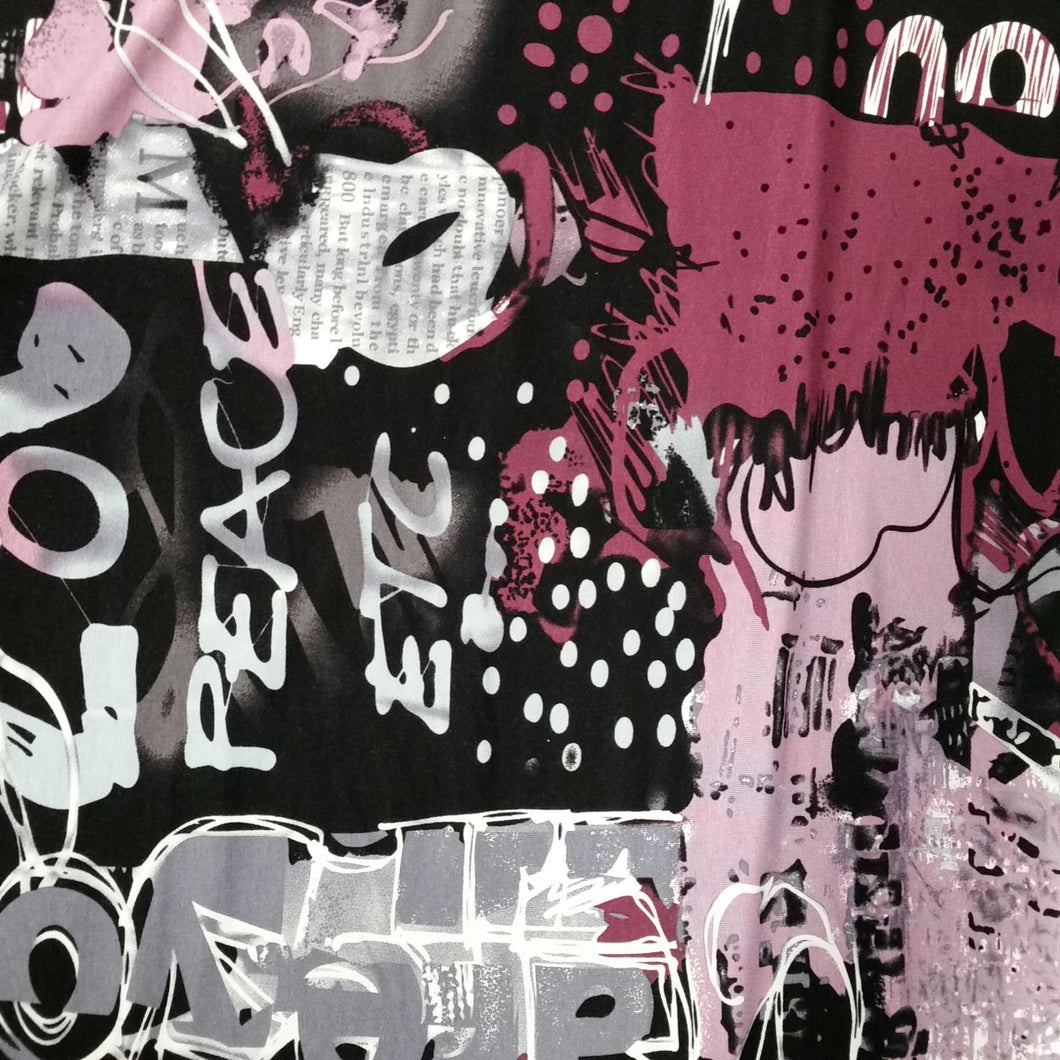 Fabric by the Yard: Graffiti Pink Jersey