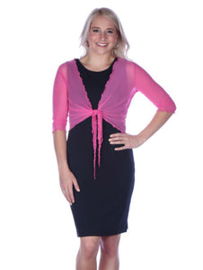 Tie-Front Mesh Shrug - Hot Pink