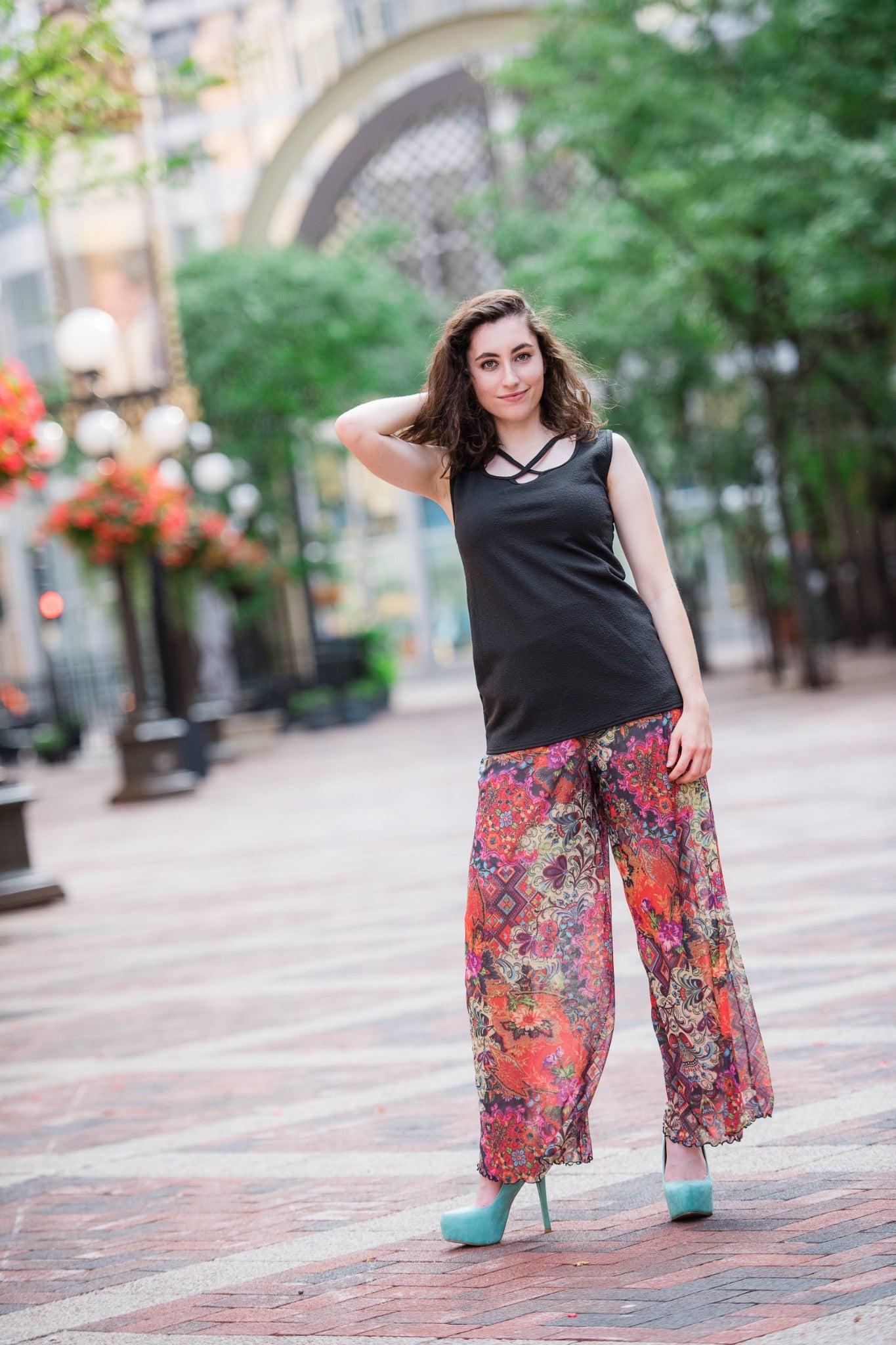 Mesh Palazzo Pant Fiesta Floral Laura Hlavac