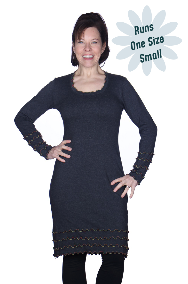 Ruffle Pencil Dress - Charcoal