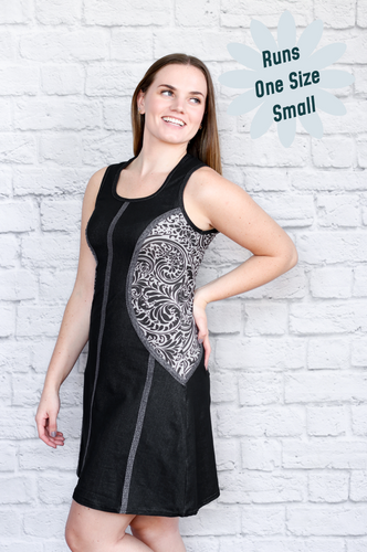 Stretch Denim Side Cut Denim Dress