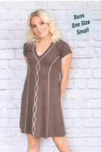 Load image into Gallery viewer, DNA Cap Sleeve Dress - Brown or Charcoal