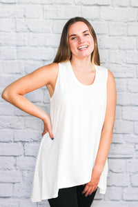 Braided Neck Sleeveless Tunic - White