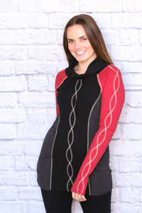 DNA TriColor Funnel Neck Tunic - Red
