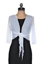 Load image into Gallery viewer, Tie-Front Mesh Shrug - White