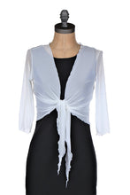 Load image into Gallery viewer, Short Tie-Front Mesh Shrug - White