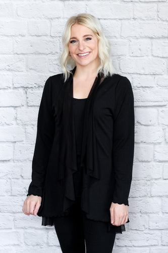 Flounce Cardigan with Sheer Trim