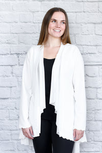 Flounce Cardigan with Sheer Trim