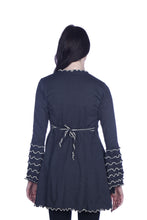Load image into Gallery viewer, Ruffled Tie Cardigan - Grey/Cream