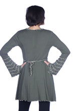 Load image into Gallery viewer, Ruffled Tie Cardigan - Moss/Cream