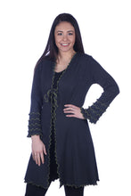 Load image into Gallery viewer, Ruffled Tie Cardigan - Grey/Moss