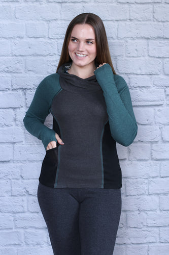 Cropped Sporty Yoga Hoodie - Teal