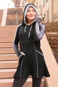 Very Velvet Hoodie Dress - Silver Velvet
