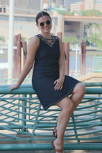 Load image into Gallery viewer, Cage-Front Stretch Denim Dress - Black
