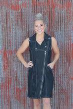 Load image into Gallery viewer, Denim Moto Dress - Black