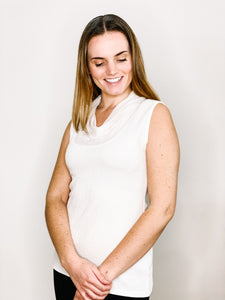 Year-Round Cowl Neck Tank - Pearl