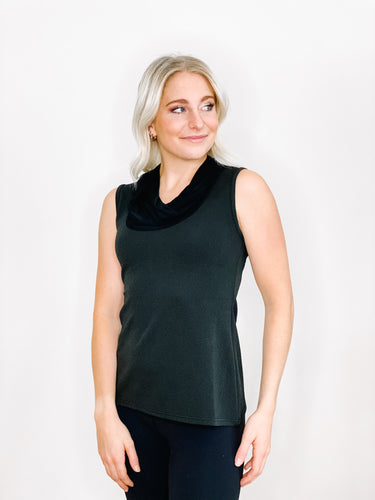 Year-Round Cowl Neck Tank - Black