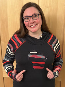 Wisconsin Yoga Hoodie - Red Stripe