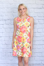 Load image into Gallery viewer, Sedona Keyhole Dress (Reversible Neckline) - Textured Pink Daisy