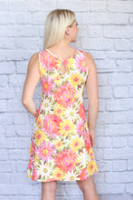 Load image into Gallery viewer, Sedona Keyhole Dress (Reversible Neckline) - Textured Pink Daisy