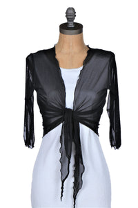 Tie-Front Mesh Shrug - Seafaom