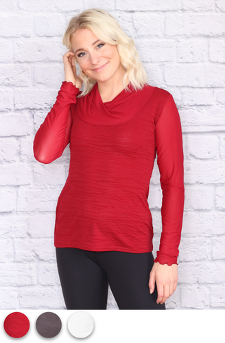 Cowl Neck Long Sleeve Top