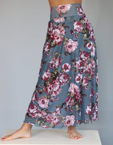 Aria Mesh Maxi Skirt - English Rose