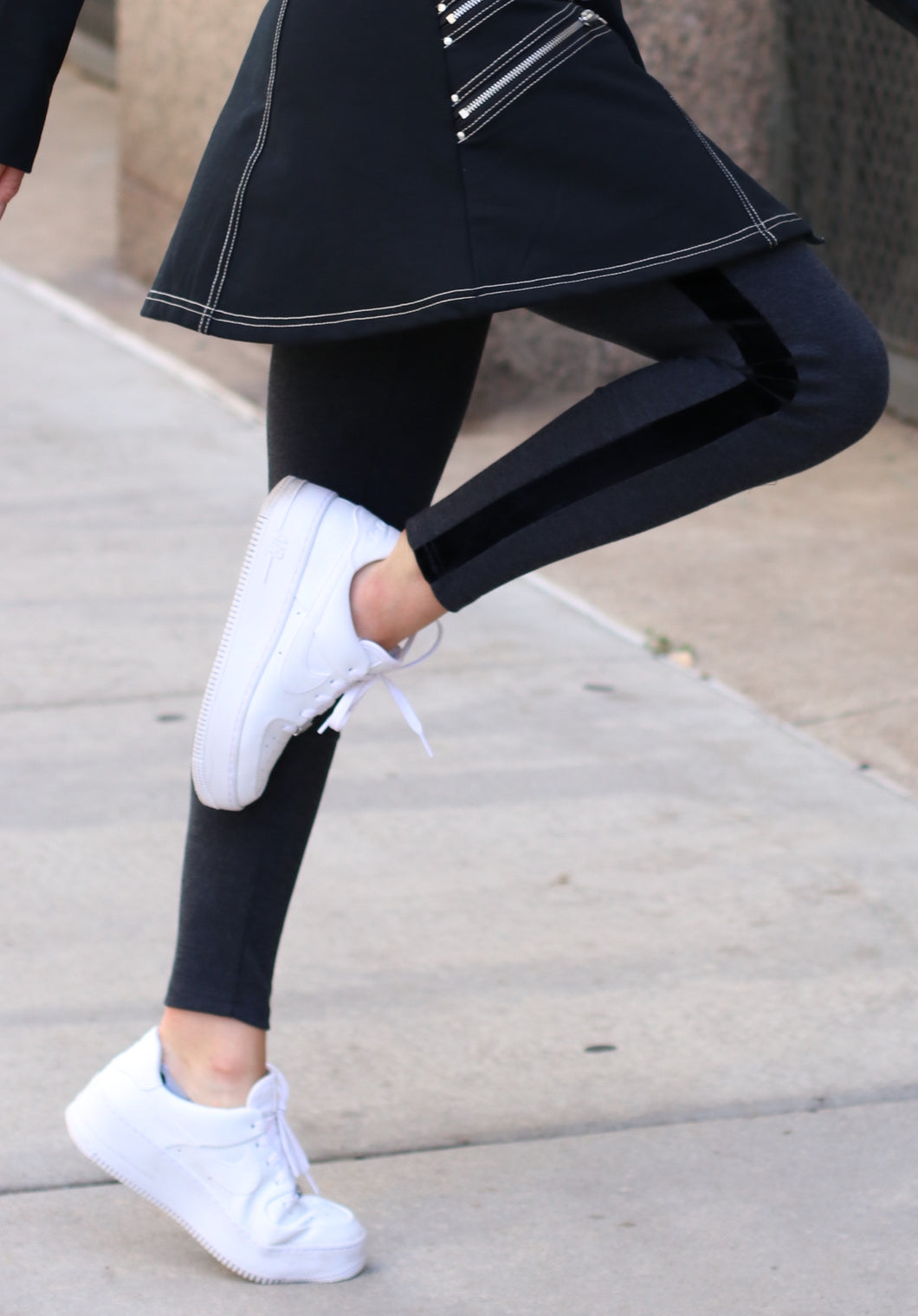 Very Velvet Stripe Sweggings - Black Velvet