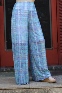 Mesh Palazzo Pant - Springtime Plaid