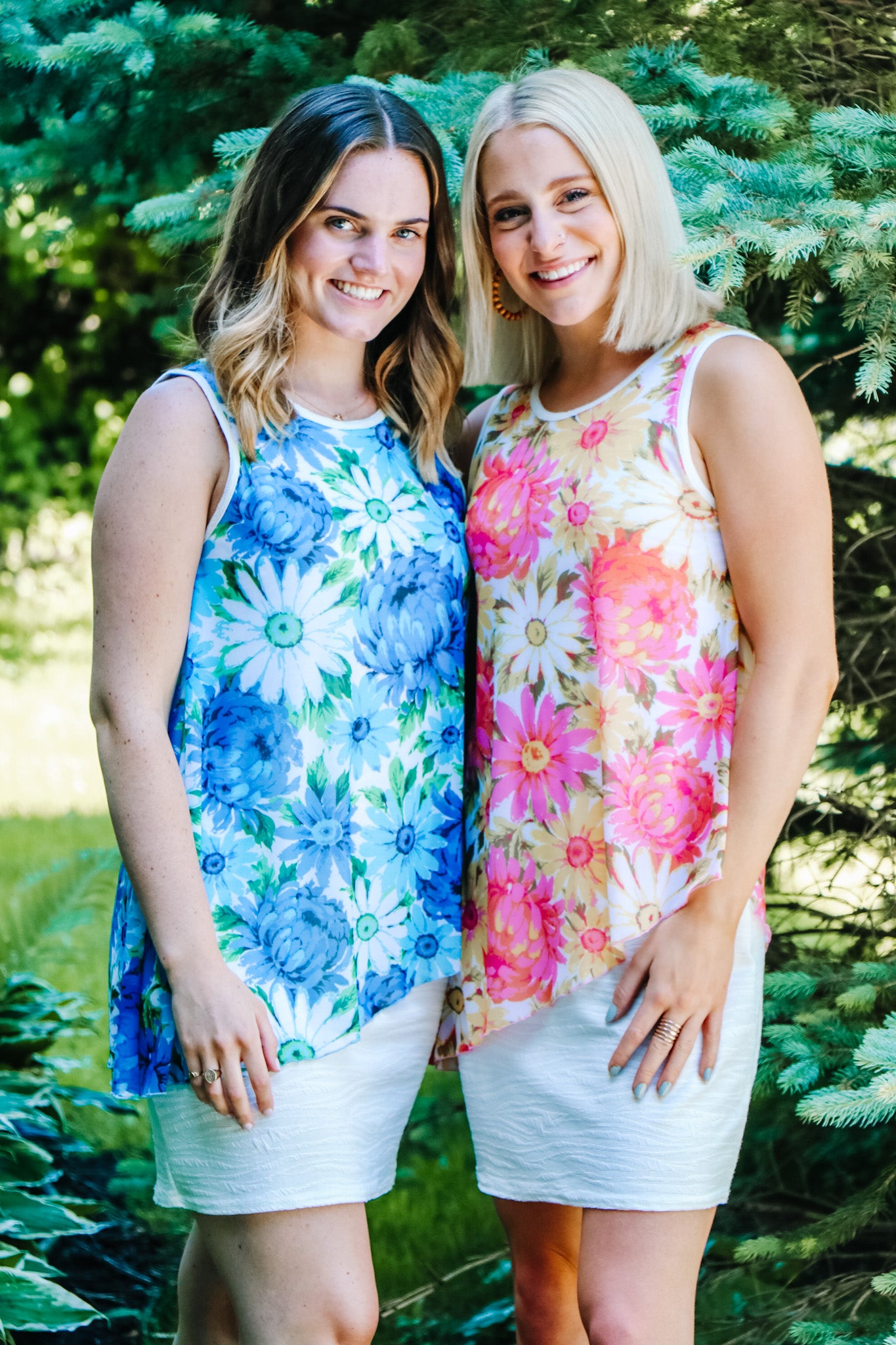 Sleeveless Mesh Overlay Dress Daisy Prints