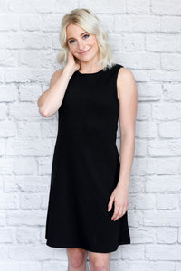 Crinkle Shift Dress - Black