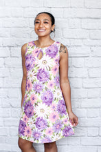 Load image into Gallery viewer, Sedona Keyhole Dress (Reversible Neckline) - Textured Purple Daisy or Purple Floral