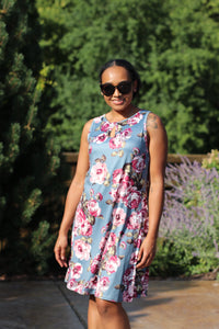 Sedona Keyhole Dress (Reversible Neckline) - English Rose